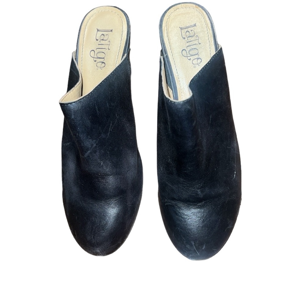 LATIGO Shoodown Black Slip on Mule Boots Heels 11M 11